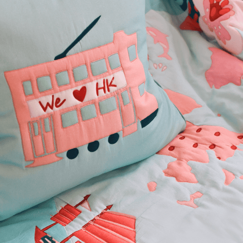 We Love Hong Kong Cushion Cover - Tram (Pink)