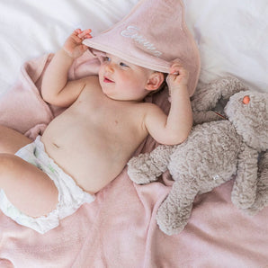Bamboo Organic Cotton Hooded Towel - Seashell Pink (Personalized)