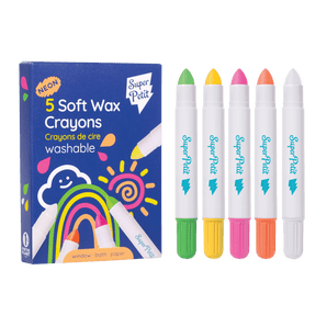 5 Soft Wax Crayons Washable (Neon) - Bimbo Concept