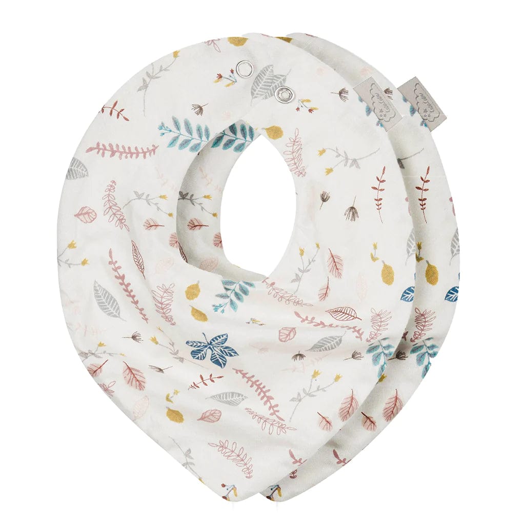 Bandana Bib, Jersey, 2-Pack - GOTS Pressed Leaves  Rose