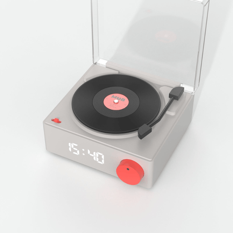 Bluetooth Grey Record Music Player and clock