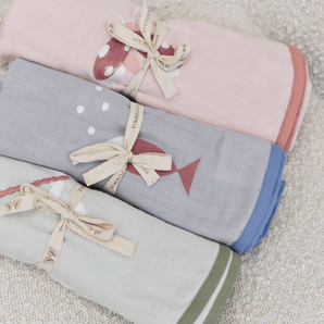 Fish Dance Organic Double Muslin Blanket