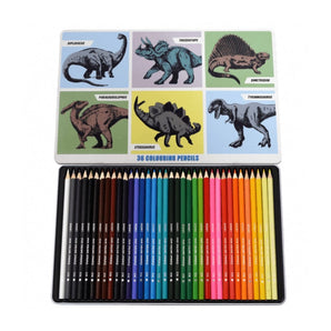 Prehistoric Land 36 Colouring Pencils In A Tin