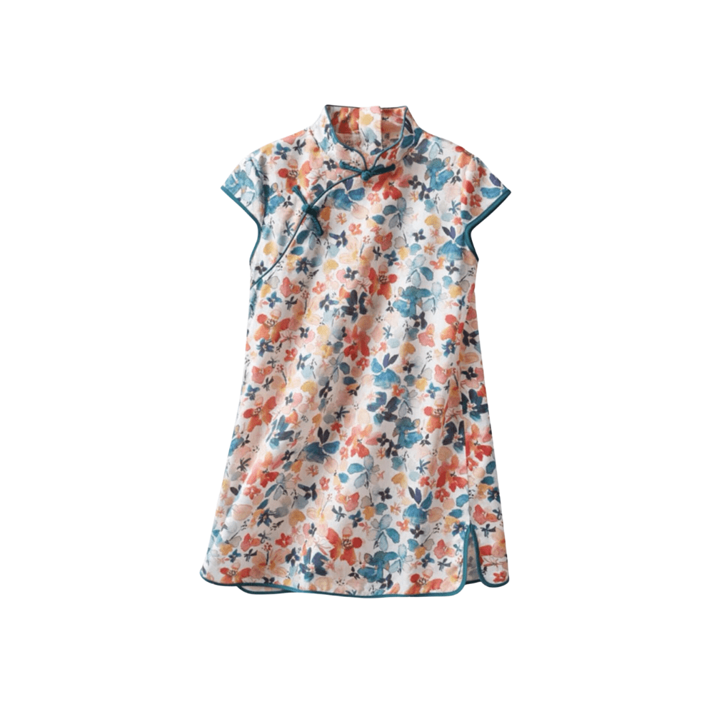 Short Sleeve CheongSam - Summer Floral Pattern