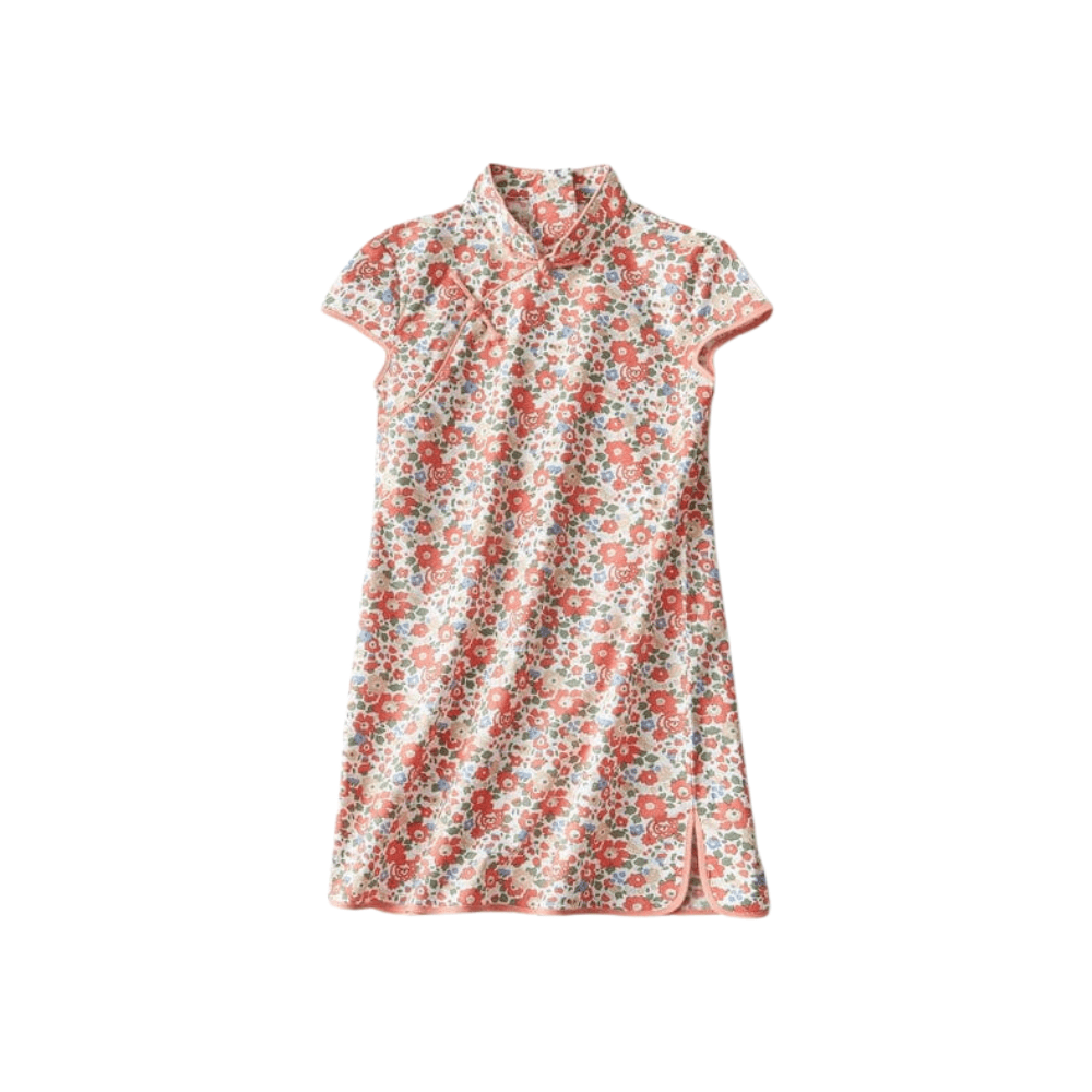 Short sleeve CheongSam - Red Floral