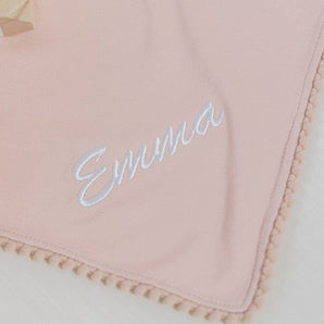 Bamboo Organic Cotton Swaddle Blanket - Seashell Pink (Personalized)