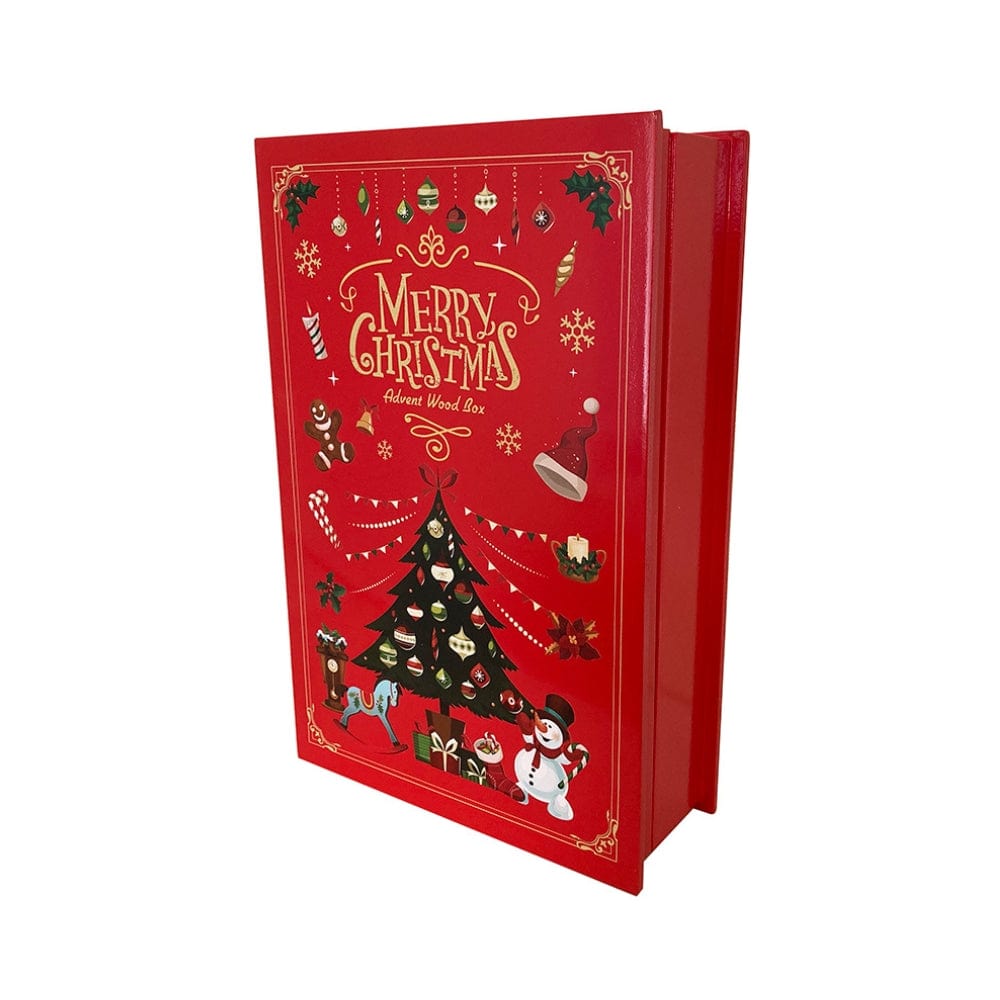 Wooden Box Advent Calendar with Ornaments and Treats