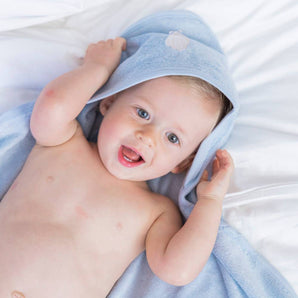 Bamboo Organic Cotton Hooded Towel - Seashell Blue