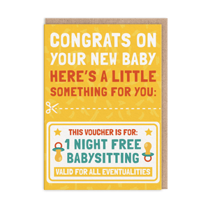 Babysitting Voucher New Baby Card - Bimbo Concept