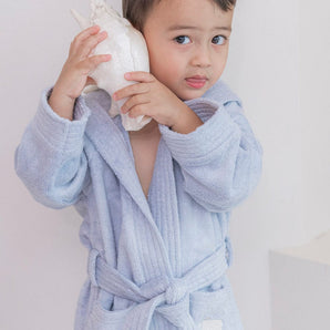 Bamboo Organic Cotton Bathrobe - Seashell Blue - Bimbo Concept