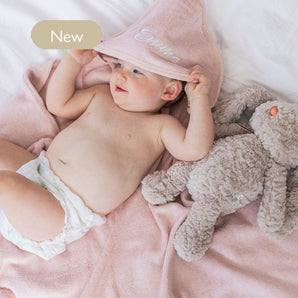 Bamboo Organic Cotton Hooded Towel - Seashell Pink (Personalized) - Bimbo Concept