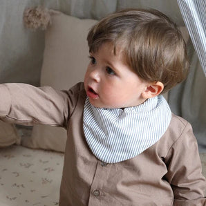 Bandana Bib, Jersey, 2 - Pack - GOTS Classic Stripes Blue - Bimbo Concept