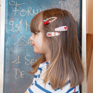 Cherry Stripe Fabric Clip Set - Bimbo Concept