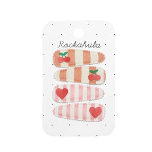 Cherry Stripe Fabric Clip Set - Bimbo Concept