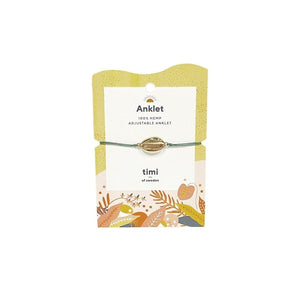Cowrie Shell Hemp Mixed Anklet - Gold - Bimbo Concept