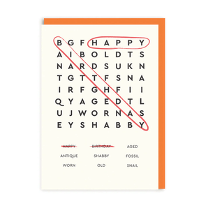 Happy Birthday Word Search Greeting Card - Bimbo Concept