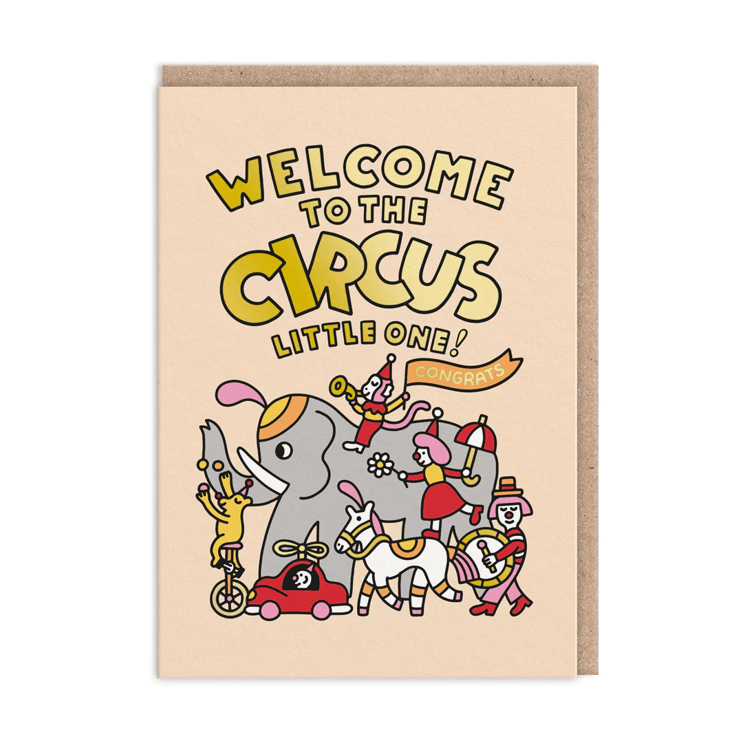 Welcome To The Circus New Baby Card