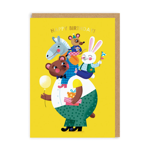 Animal Piggyback Birthday Card