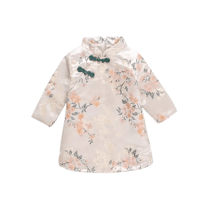 Long Sleeve CheongSam - Pink Multi Floral Pattern - Bimbo Concept