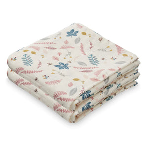 Muslin Cloth, Printed, 2 - pack - GOTS Pressed Leaves Rose - Bimbo Concept