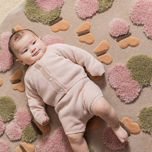 Organic Cotton Baby Knit Set Cardigan & Short - Pink - Bimbo Concept