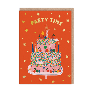 Party Time Red Cake Birthday Card - Bimbo Concept