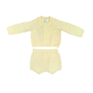 Organic Cotton Baby Knit Set Cardigan & Short - Sand