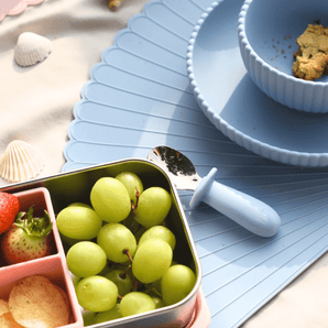 Seashell Baby Fork and Spoon - Blue - Bimbo Concept
