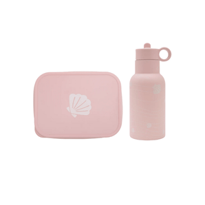Seashell Silicone Lunch Box + Seashell Insulated Drinking Bottle 350ML - Pink - Bimbo Concept