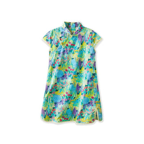 Short Sleeve CheongSam - Cat Garden - Bimbo Concept