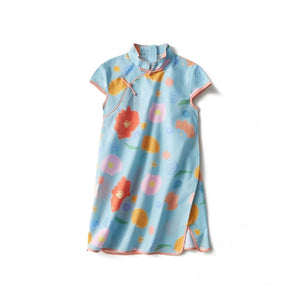 Short Sleeve CheongSam - Cute Pastel Floral - Bimbo Concept