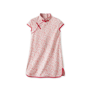 Short Sleeve CheongSam - Red Little Floral - Bimbo Concept
