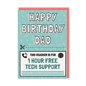 Tech Support Voucher Dad Birthday Card - Bimbo Concept