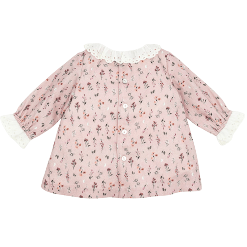 Mini Dress Viella Pink Flowers Embroidered Collar