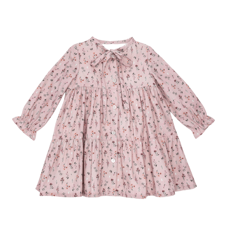 Button Dress Viella Pink Flowers