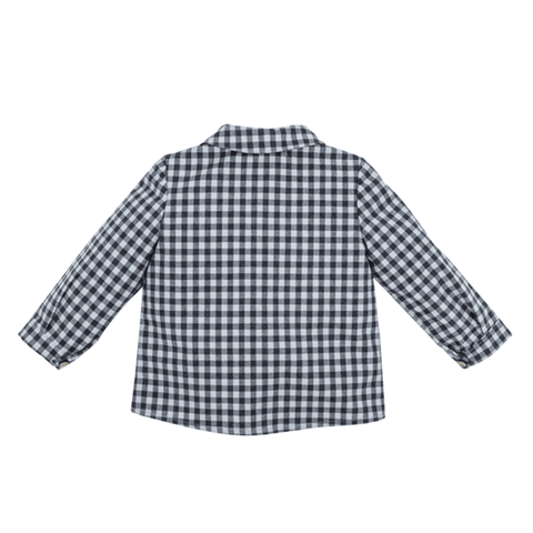 Poplin Shirt with Grey and Aqua Checks