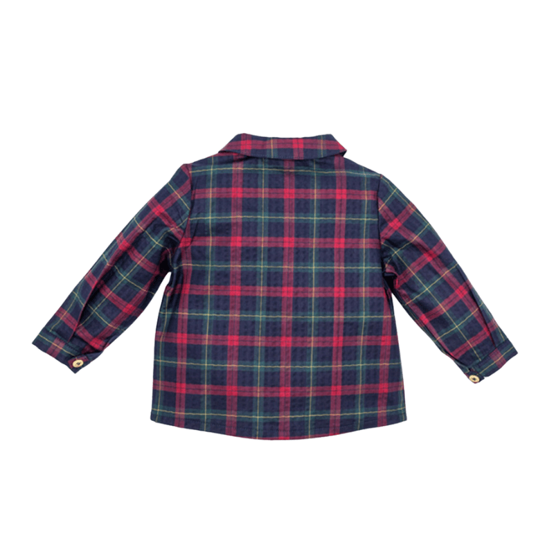 Tartan Red and Navy Poplin Shirt