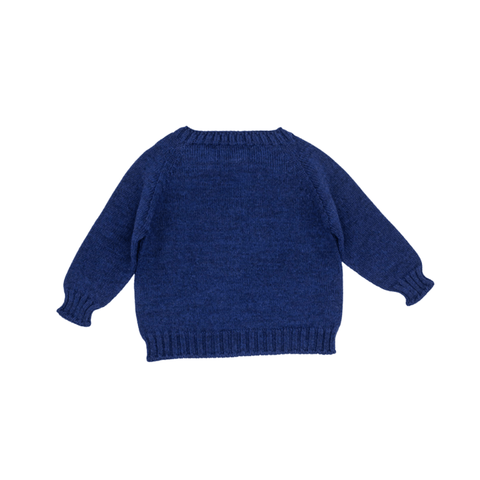 Merino Wool Knitted Sweater Blue Fox