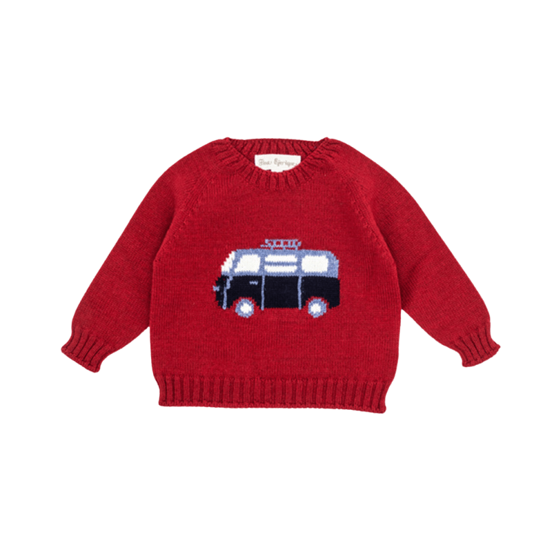 Merino Wool Knitted Sweater Caravan Red