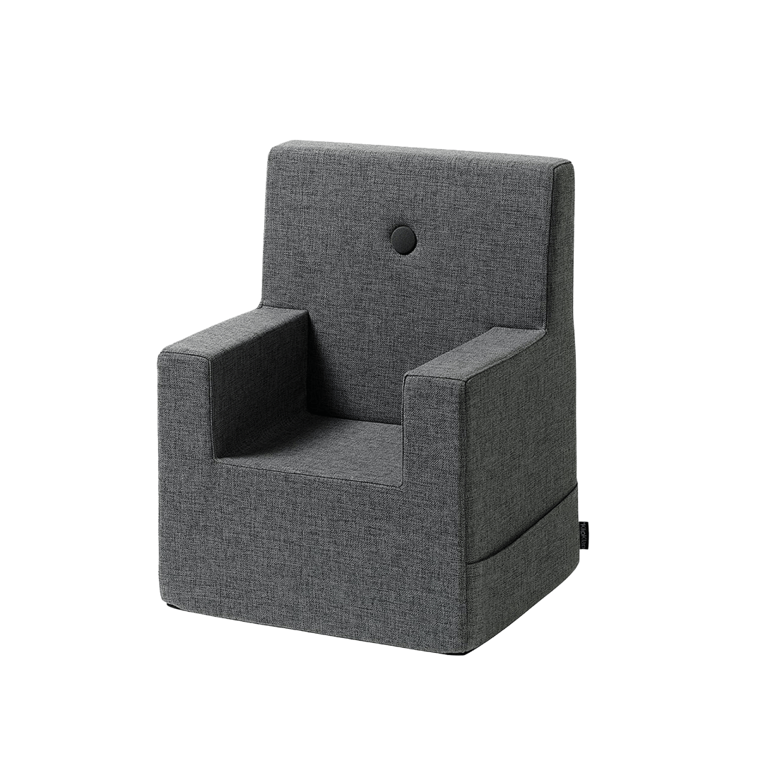 BLUE GREY W. GREY BUTTONS KID SOFA CHAIR