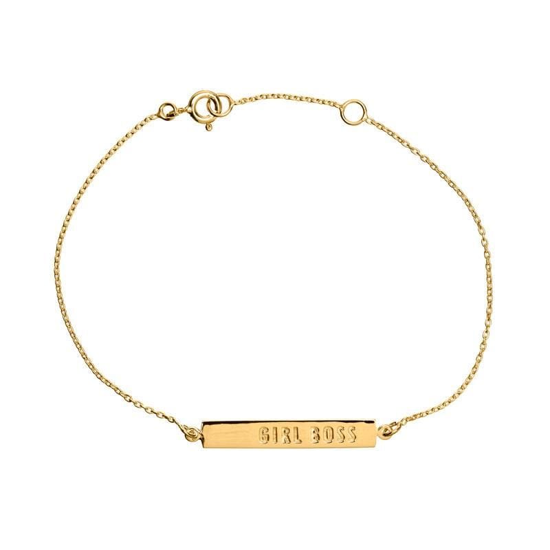 Girl Boss Bar Sterling Silver Bracelet with Gold Plating