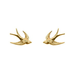 Swallow Sterling Silver 925 Earrings- Gold