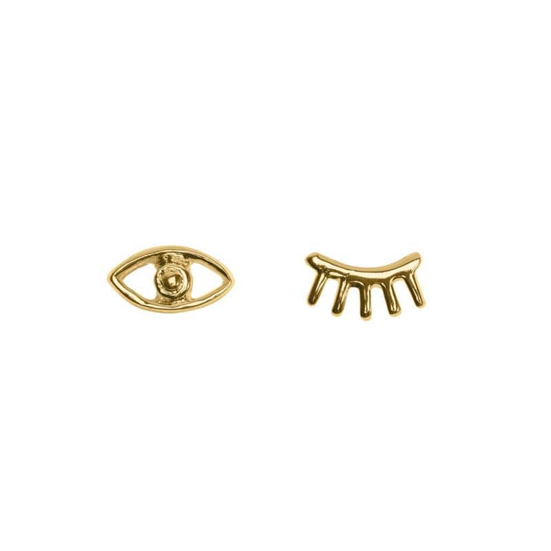 Earrings Eyes Sterling Silver with Gold Plating