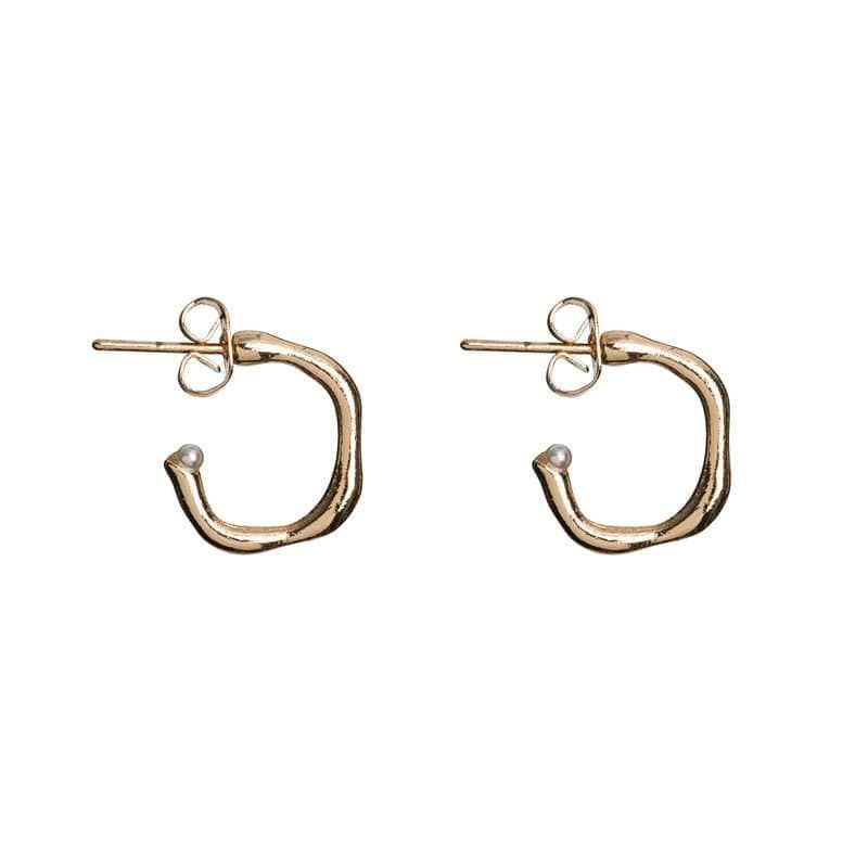 Small Hoops Earring with One Pearl