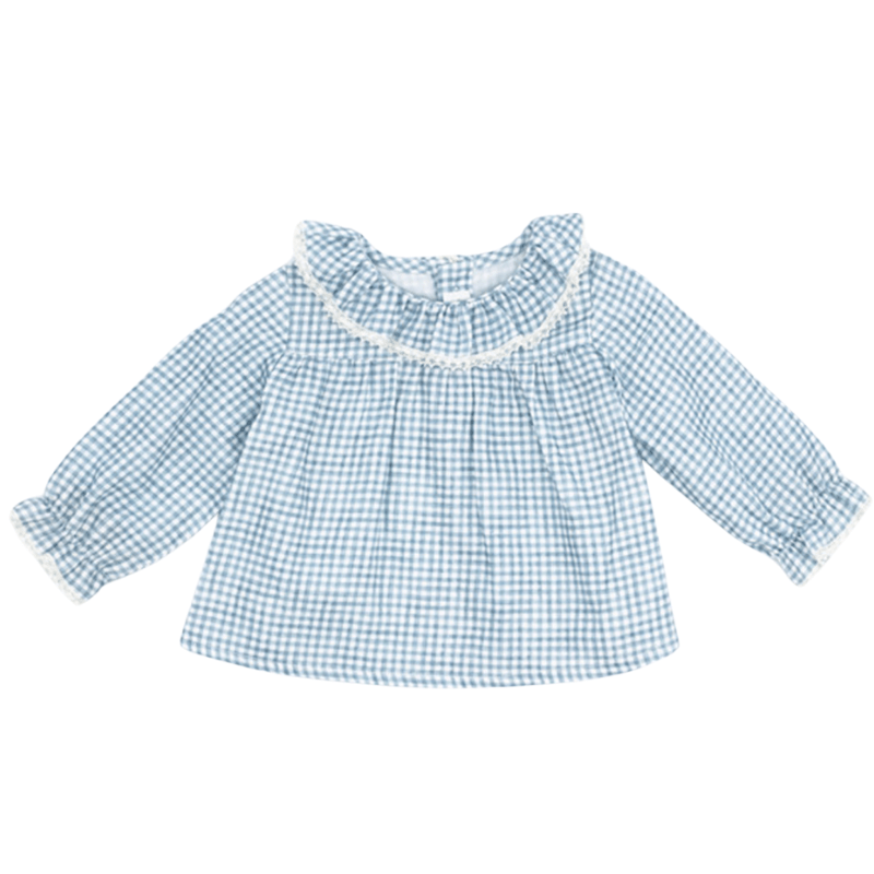 Villa Vichy Blue Checks Blouse