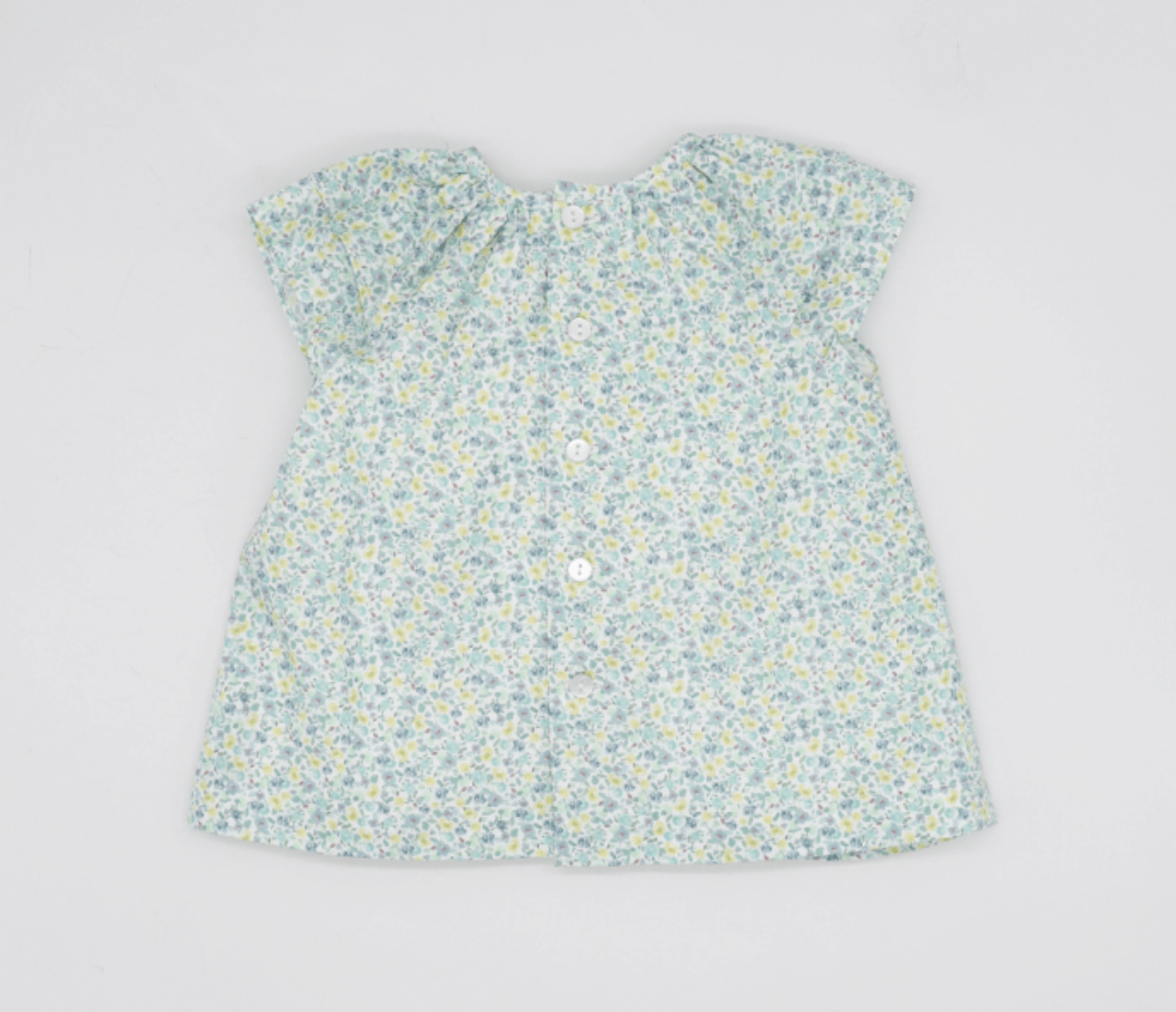 Blue And Yellow Flower Dress Smock Dot And Double Ruffled