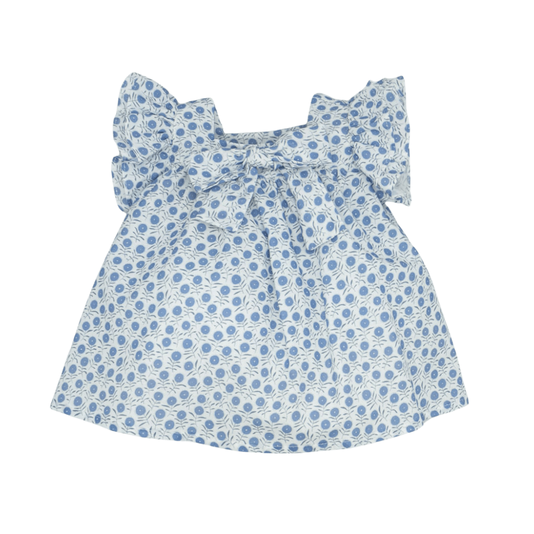 Blue Flower Mini Poplin Dress