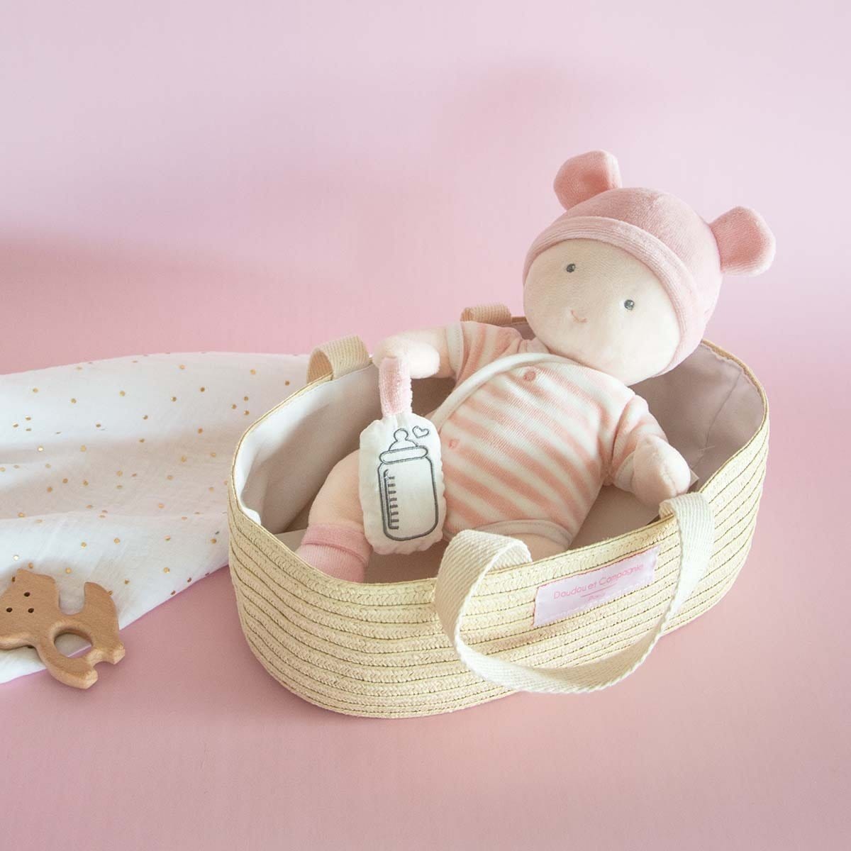 Little Baby with Basket - Pink 28cm