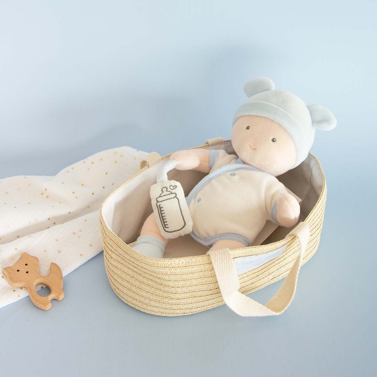Little Baby with Basket - Blue 28cm