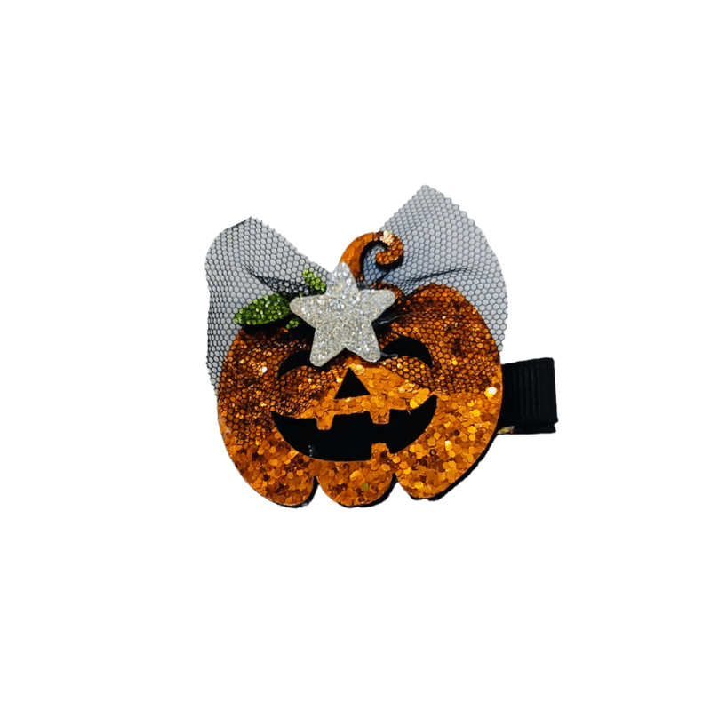 Glitter Pumpkin Hair Clip